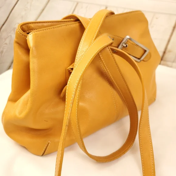 Tignanello Goldenrod Leather Double Strap Handbag - Picture 1 of 15